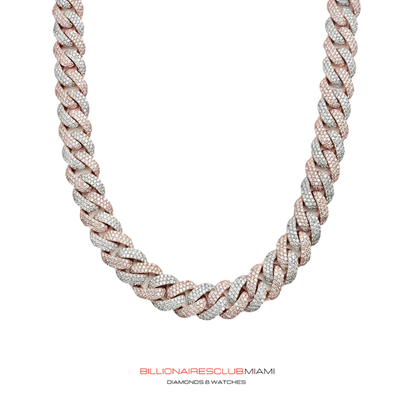 2 Tone Miami Cuban Link Diamond Chain 14K