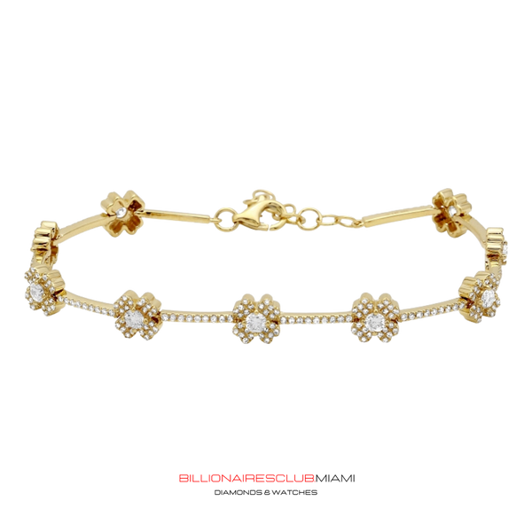 Flower Diamond Bracelet 14k Gold