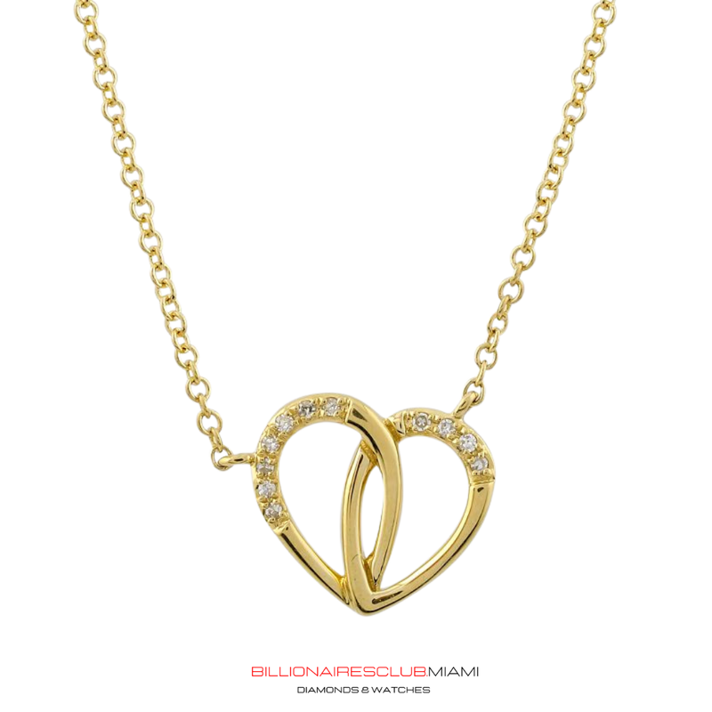 All of the VS diamonds are hand-set by a master diamond setter in the highest quality craftsmanship. This piece is made of solid gold.   Our handcrafted Gold Heart Diamond Necklace contain famous designs seen on various entertainers and celebrities around the world.