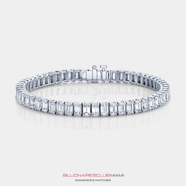 13ct Emerald Cut Diamond Tennis Bracelet 7 Inch