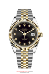 THIS OYSTER PERPETUAL DATEJUST 41 IN OYSTERSTEEL AND YELLOW GOLD FEATURES A FLUTED BEZEL AND A JUBILEE BRACELET. The light reflections on the case sides and lugs highlight the elegant profile of the 41 mm Oyster case, which is fitted with a fluted bezel. Aesthetically, the Datejust has spanned eras, while retaining the enduring codes that make it, notably in its traditional versions, one of the most recognized and recognizable of watches.